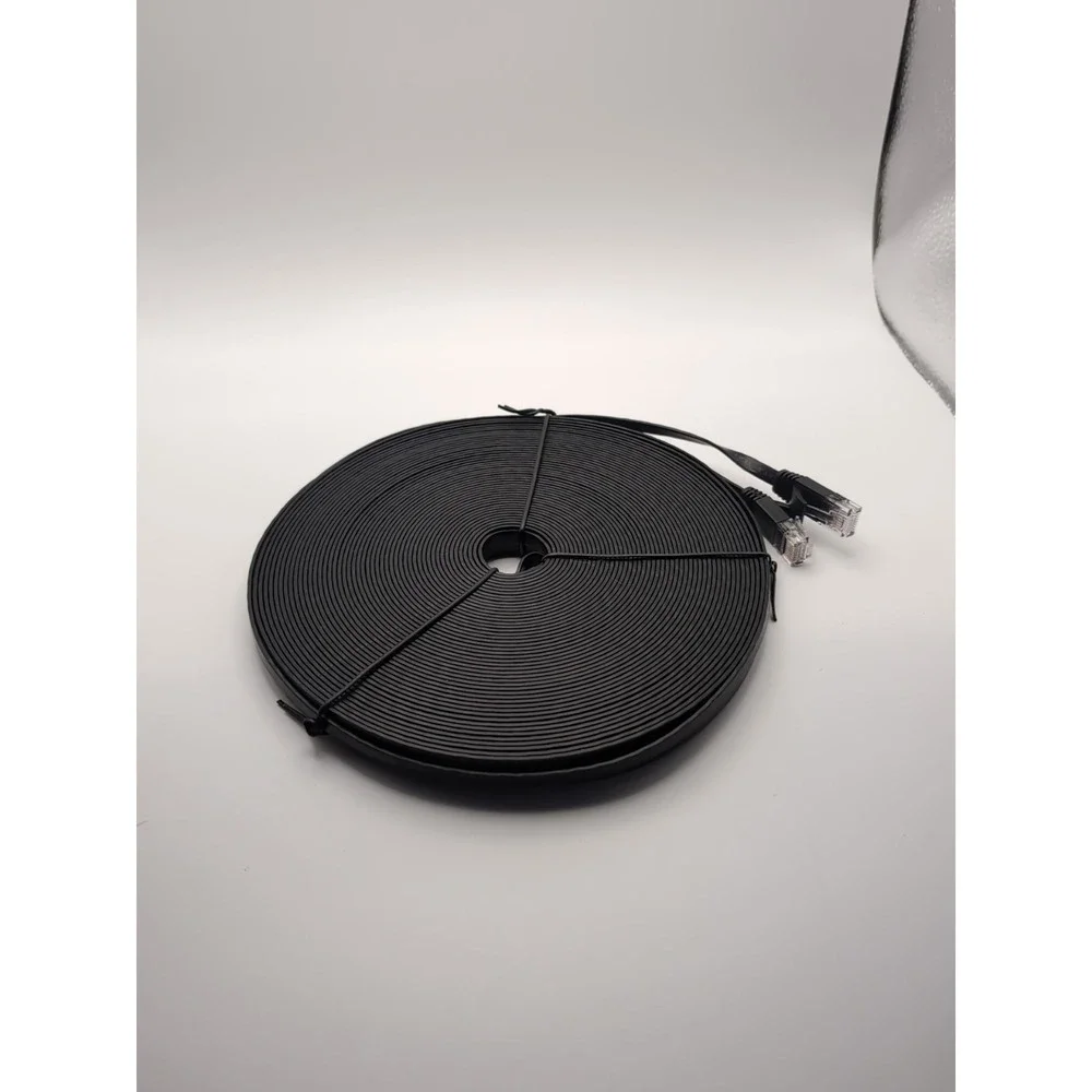 Black 100 ft Flat Cat 6 Ethernet Cable RJ45, Xbox with cable nail‎ clips